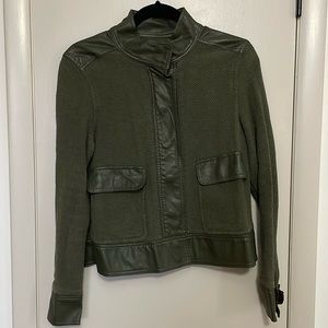 Who what wear faux leather and knit army green jacket size large